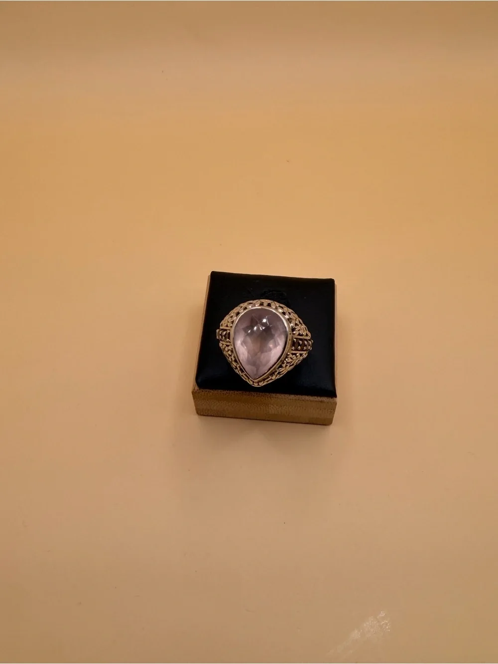 925 Sterling Silver Rose Quartz & Garnet Ring Size 9.